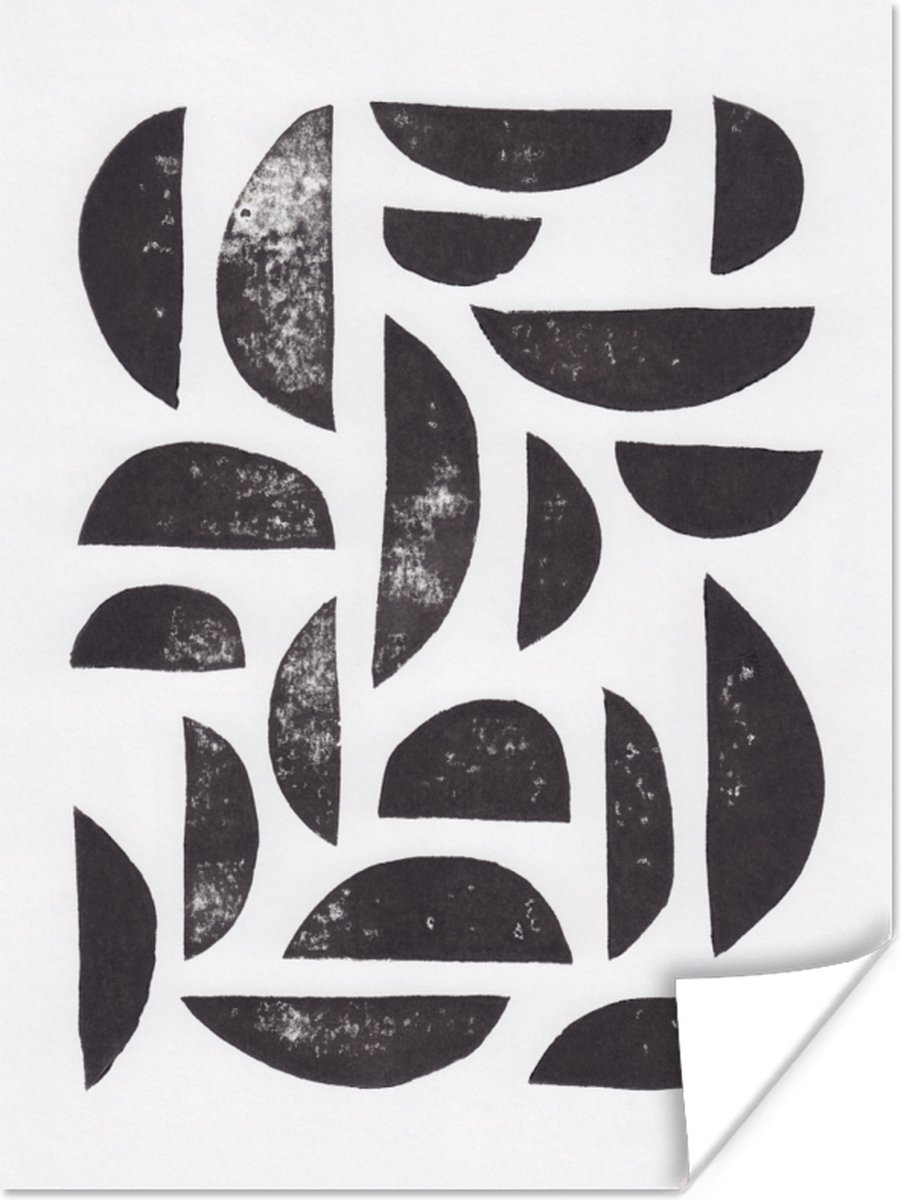 Poster Vormen - Abstract - Zwart - Wit - 60x80 cm