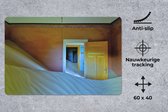 Bureau onderlegger - Muismat - Bureau mat - Zand - Woestijn - Deur - Architectuur - 60x40 cm
