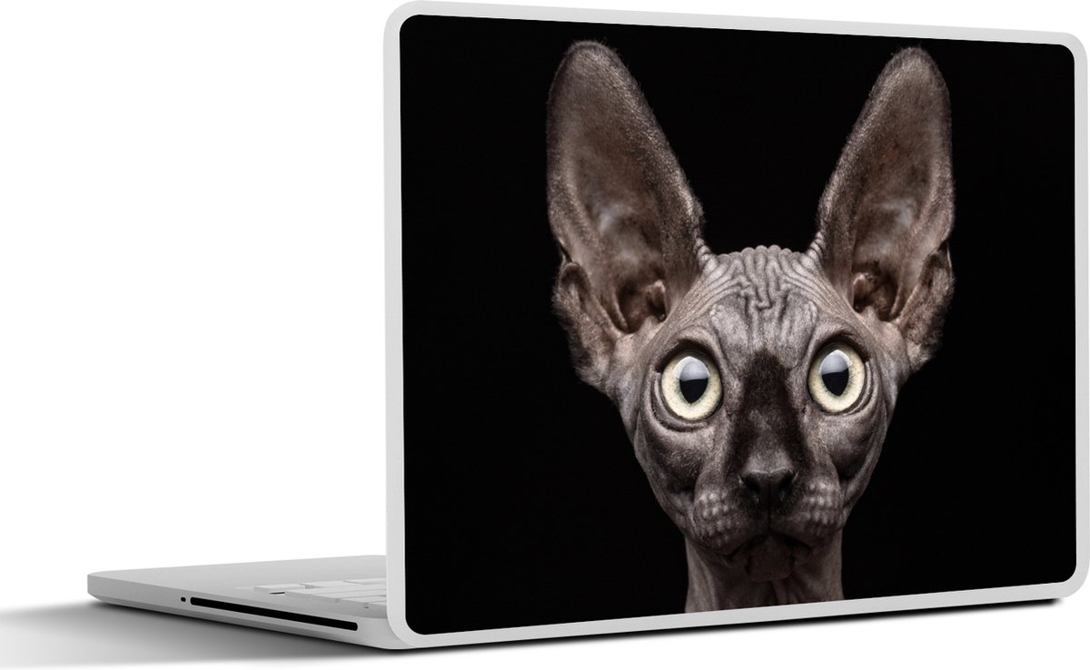 Laptop sticker - 14 inch - Kat - Huisdieren - Portret - Zwart - 32x5x23x5cm - Laptopstickers - Laptop skin - Cover