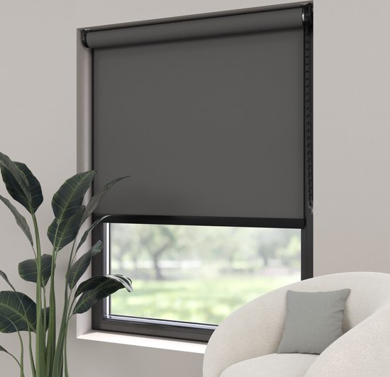 Dutchblinds Store enrouleur - translucide - Anthracite - 100x275cm - Décoration de fenêtre sur mesure