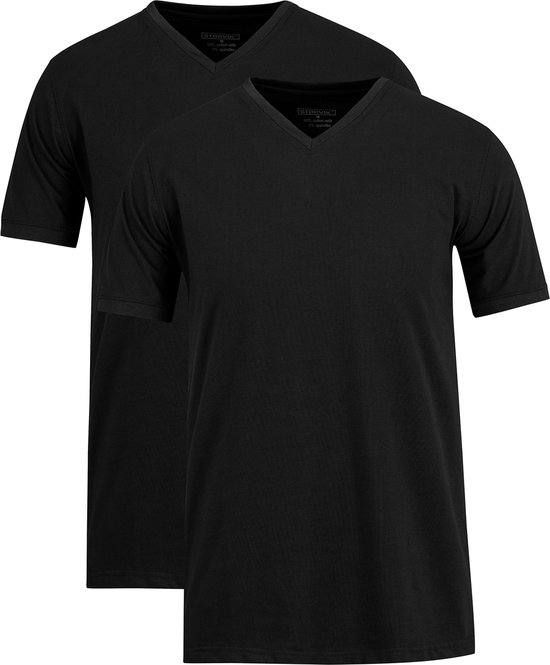 STØRVIK Extra lang T-Shirt 2-Pack Heren - Katoen - V-Hals - Maat 5XL - Zwart