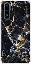 Casetastic Huawei P30 Pro Hoesje - Softcover Hoesje met Design - Black Gold Marble Print