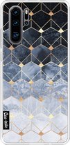 Casetastic Huawei P30 Pro Hoesje - Softcover Hoesje met Design - Blue Hexagon Diamonds Print