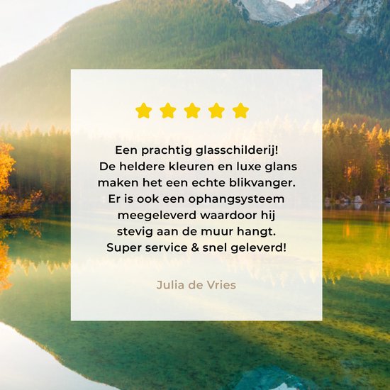 Peinture sur verre - Plaque acrylique - Lac - Water - Vert - Montagnes - Arbre - Décoration murale - Peinture sur verre - Verre acrylique - Photo sur verre - 160x120 cm - Peinture sur verre nature - Décoration murale