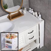 Decopatent® Smal Keukenrek opbergrek 3 laags op Wieltjes met Vakken - Smalle kast - Keukentrolley met wielen - Badkamer - Nisrek