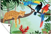 Muurdecoratie Jungle dieren - Toekan - Jongens - Meiden - Luipaard - 180x120 cm - Tuinposter - Tuindoek - Buitenposter
