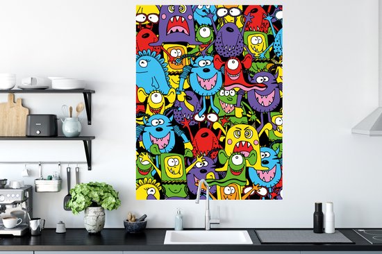 Stickers muraux - Film autocollant - Motifs - Monster - Drôle - Abstrait - Filles - Garçons - 90x120 cm - Film adhésif - Stickers muraux Chambre d'enfant - Papier peint autocollant