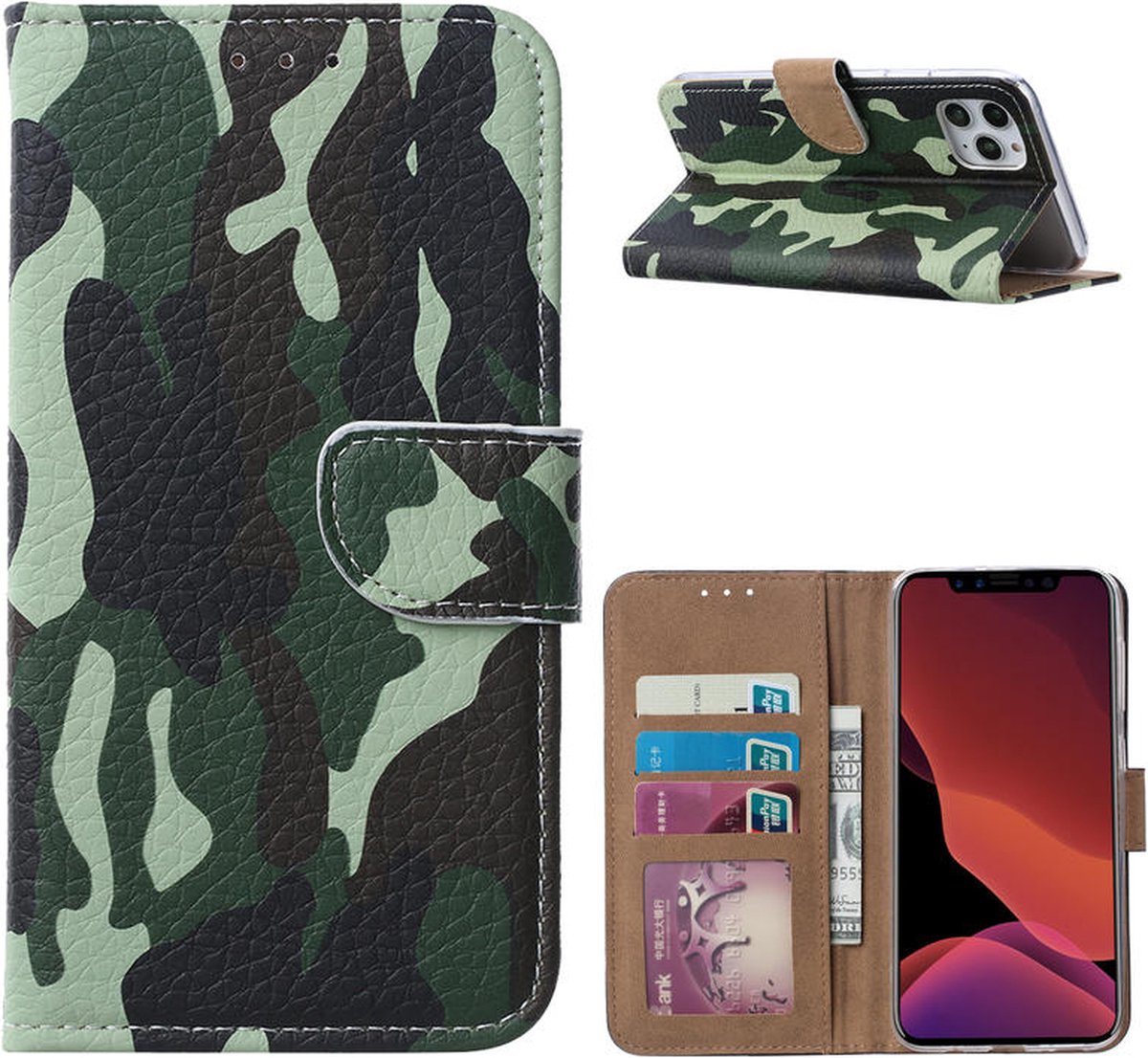 Cityhoesje – Bookcase – iPhone 11 Pro Max – Camo Groen