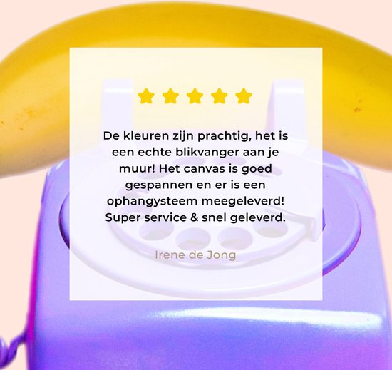 Peinture sur toile - Canvasdoek - Banane - Téléphone - Violet - Jaune - Photo sur toile - 40x60 cm - Décoration murale