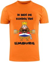 Ik ben de Koning van Limburg Oranje Heren T-Shirt | Koningsdag | Shirt