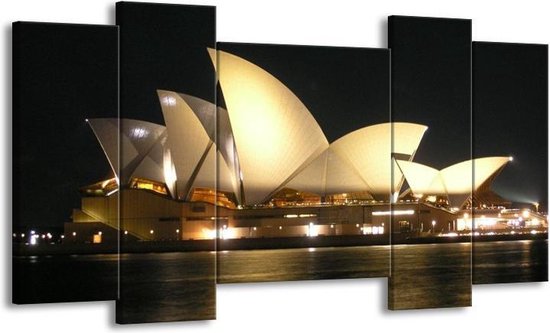 GroepArt - Schilderij - Sydney - Wit, Zwart, Grijs - 120x65 5Luik - Foto Op Canvas - GroepArt 6000+ Schilderijen 0p Canvas Art Collectie - Wanddecoratie