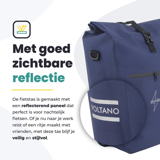 Voltano Luxe E-bike Fietstas 28L - Marine Blauw - Pakaftas Met Laptop vak - 100% Waterdicht - Met Gratis Schouderband van Voltano — afbeelding 4