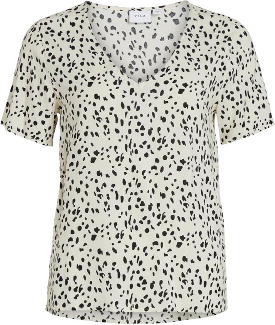 Vila T-shirt Vipaya V-neck S/s Top/su - Noos 14079533 Birch Women's Size - 36