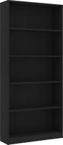 vidaXL Bibliothèque avec 5 étagères 80 x 24 x 175 cm Noir Bois traité