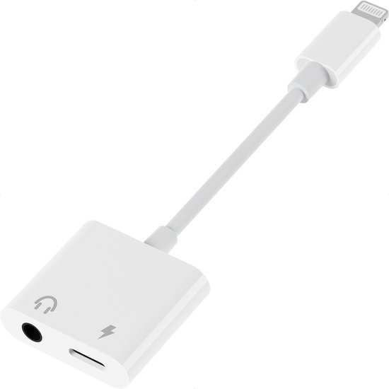 8-pins aansluiting naar jack 3.5 mm adapter - Splitter audio en opladen - 8-pins adapter - Geschikt voor Apple Lightning - Geschikt voor iOS10 of hoger