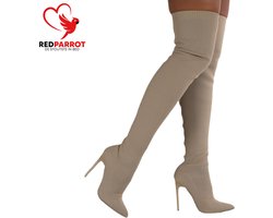 Prachtige beige Naaldhakken met hoge Kousen | Erotische Laarzen met hoge Hakken| Sexy Laars | Hak Hoog | Tot aan de Knie | Naaldhak | Deluxe
