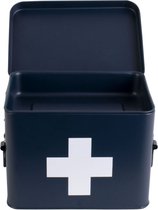 Coffre à Pharmacie Present Time - Medium - Métal Bleu Foncé Mat - 21,5x15,5x16cm - Scandinave