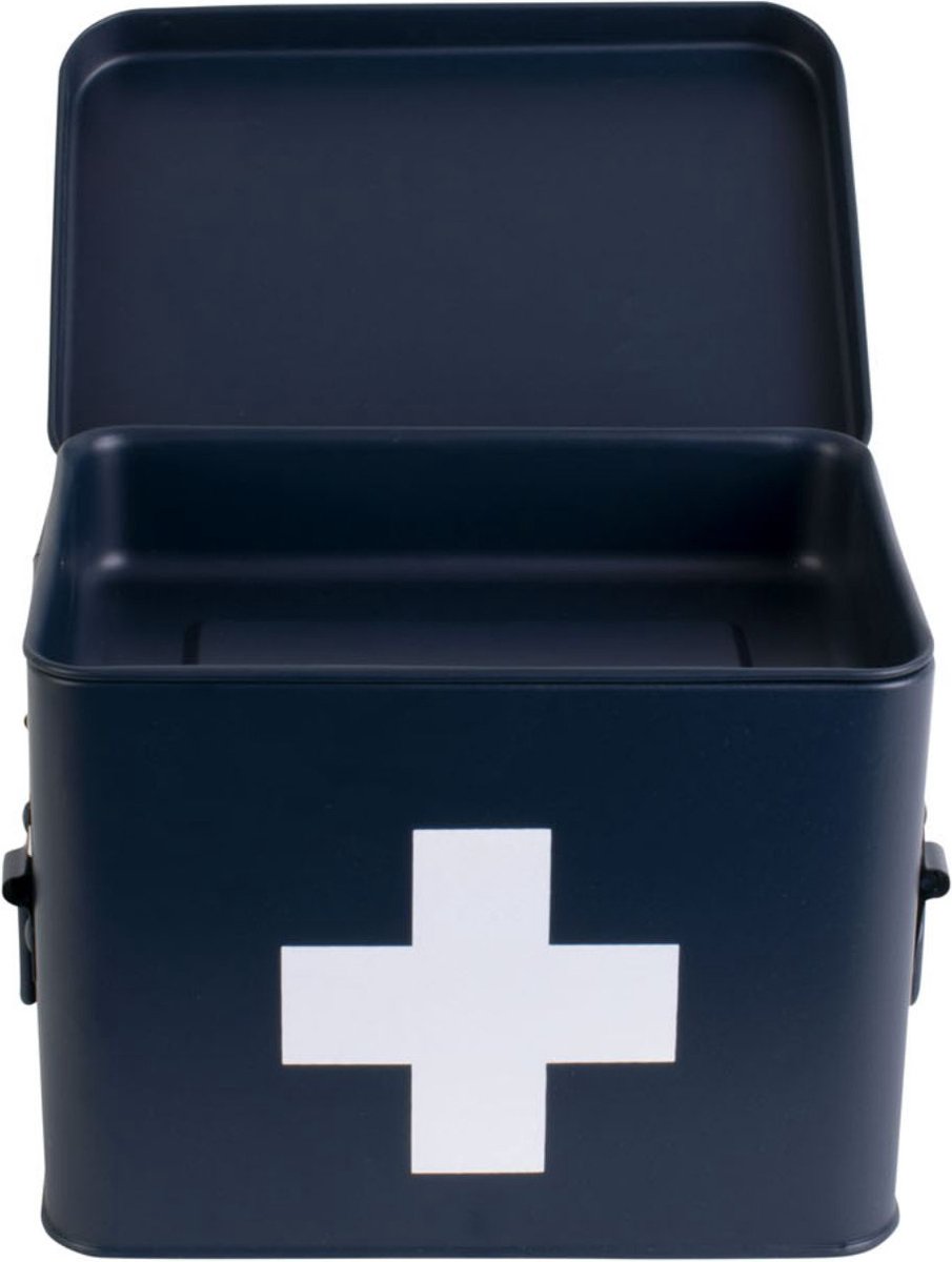Present Time Medicijnkist - Medium - Metaal Mat Donkerblauw - 21,5x15,5x16cm - Scandinavisch