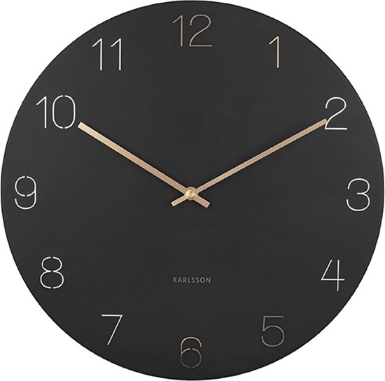 Wandklok Charm - Gegraveerde cijfers - Zwart - Ø40cm