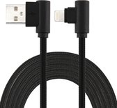 1m Nylon Weave Style USB 8-pins Elbow oplaadkabel, iPhone XR / XS MAX / X & XS / 8 & 8 Plus / 7 & 7 Plus / 6 & 6s & 6 Plus & 6s Plus / iPad (Zwart)