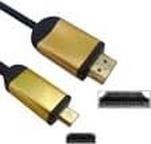 1,8 m HDMI 19Pin naar Micro HDMI-kabel, ondersteuning Ethernet, 1.4 versie, HD TV / Xbox 360 / PS3 enz. (Verguld)