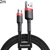 Baseus CAMKLF-C09 2m 1.5A USB naar Micro USB Cafule Dubbelzijdig invoeging Gevlochten snoer Data Sync Laadkabel, voor Galaxy, Huawei, Xiaomi, LG, HTC en andere slimme telefoons (zw