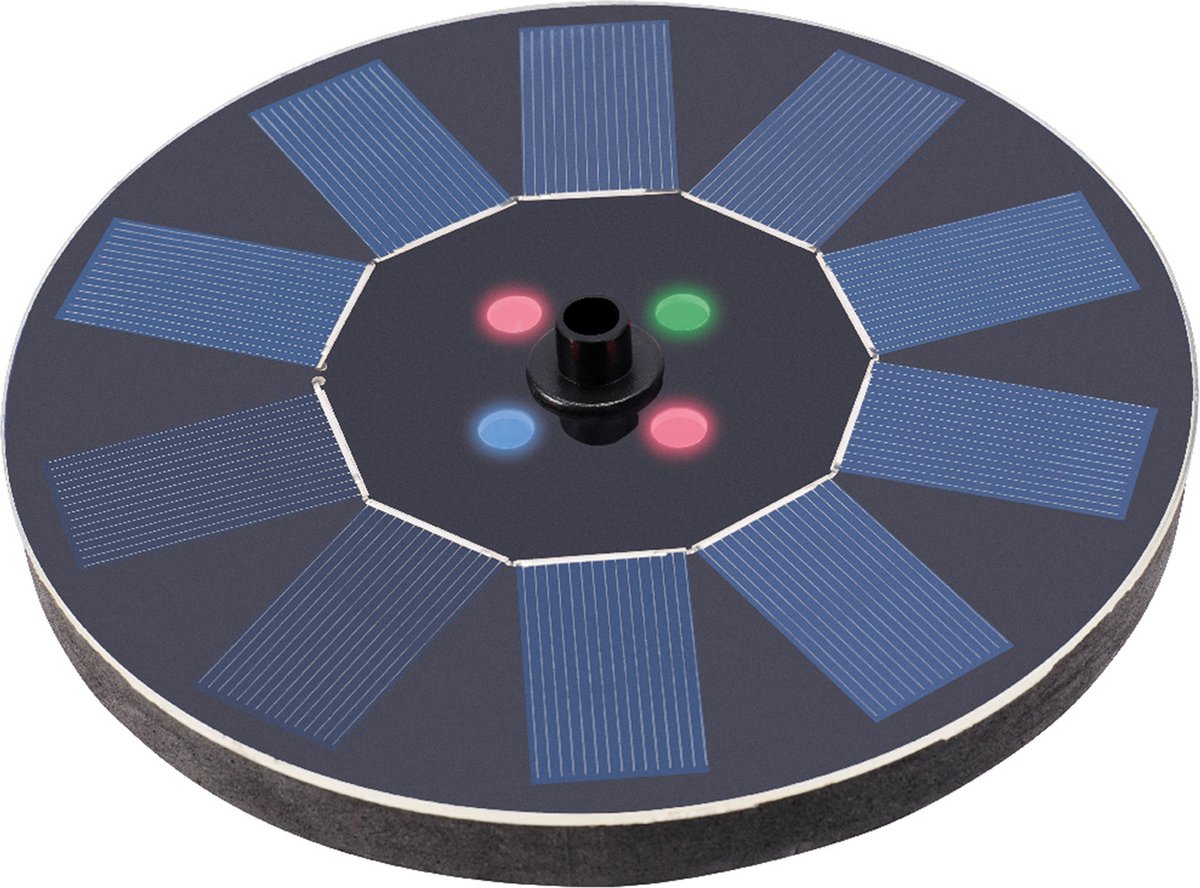 Lumineo - Solar fontein met led verlichting - D16 cm - zwart - vijver sierfontein