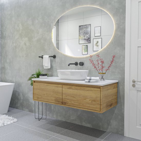 Miroir de salle de bain ovale Adema ovale 120x80cm avec éclairage LED  indirect avec... | bol.com