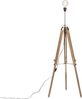 Fonkelnieuw bol.com | QAZQA Landelijke vloerlamp tripod hout met staal - Cortin FD-62