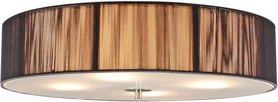 QAZQA drum rope - Moderne Plafondlamp met kap - 4 lichts - Ø 500 mm - Donkergrijs - Woonkamer | Slaapkamer