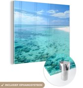 MuchoWow® Glasschilderij 20x20 cm - Schilderij acrylglas - Heldere zee - Foto op glas - Schilderijen