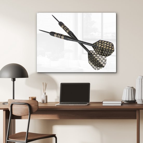 MuchoWow® Peinture sur verre 80x60 cm - Peinture sur verre acrylique - Deux fléchettes - Photo sur verre - Peintures