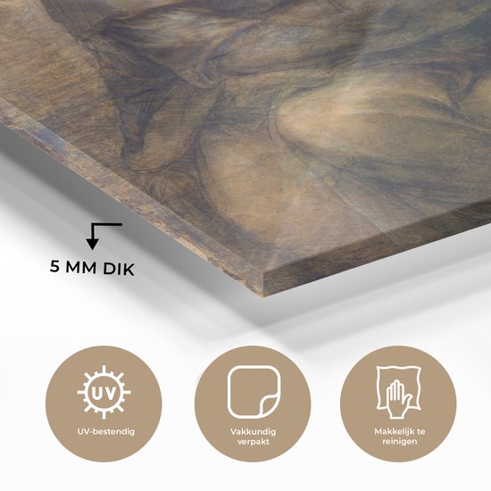 MuchoWow® Peinture sur verre 90x90 cm - Peinture sur verre acrylique - Marie avec l'enfant et sainte Anne - Leonardo de Vinci - Photo sur verre - Peintures