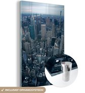 MuchoWow® Glasschilderij 80x120 cm - Schilderij acrylglas - Skyline - Architectuur - New York - Amerika - Foto op glas - Schilderijen