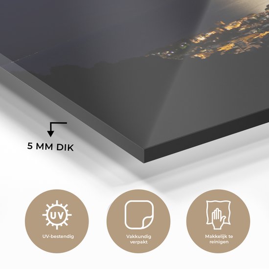 MuchoWow® Peinture sur verre - Lune - Mer - Ville - 120x80 cm - Peintures acrylique - Photo sur Glas