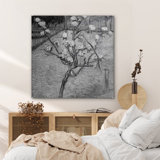 MuchoWow® Peinture sur verre 90x90 cm - Peinture sur verre - Poirier en fleur - Vincent van Gogh - Photo sur verre acrylique - Peintures