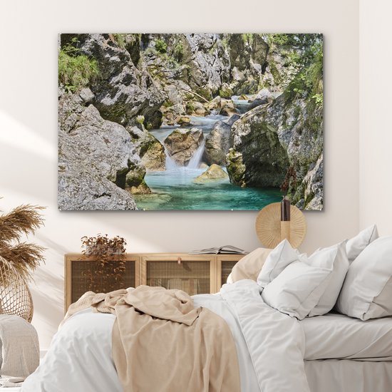 Peinture sur Verre - Rivière Soca et Rochers Calcaires dans le Parc National du Triglav en Slovénie - 150x100 cm - Peintures sur Verre Peintures - Photo sur Glas