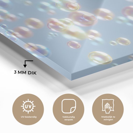 MuchoWow® Peinture sur verre 30x20 cm - Peinture sur verre acrylique - Bulles - Arc-en-ciel - Water - Photo sur verre - Peintures