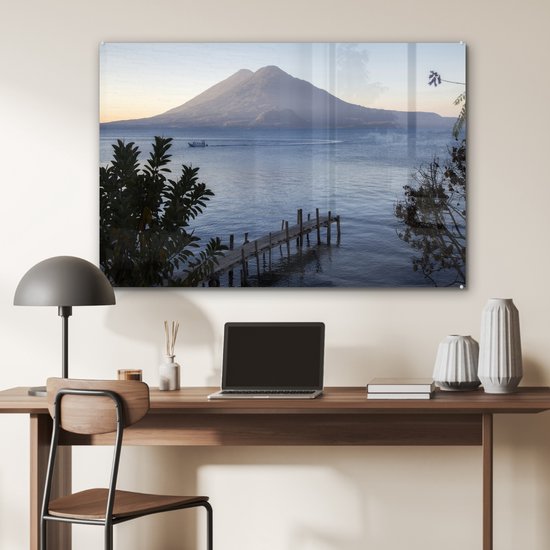 Lac Atitlán lors d'un lever de soleil au Guatemala Plexiglas 90x60 cm - Tirage photo sur Glas (décoration murale en plexiglas)
