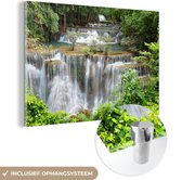 MuchoWow® Glasschilderij 30x20 cm - Schilderij acrylglas - Watervallen - Thailand - Bos - Foto op glas - Schilderijen
