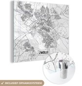MuchoWow® Glasschilderij 90x90 cm - Schilderij acrylglas - Stadskaart Zwolle - Foto op glas - Schilderijen - Plattegrond