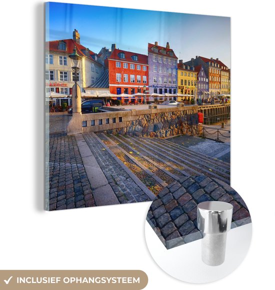 MuchoWow® Peinture sur verre 50x50 cm - Peinture sur verre acrylique - Maisons colorées à Copenhague - Danemark - Photo sur verre - Peintures