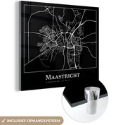 MuchoWow® Glasschilderij 90x90 cm - Schilderij acrylglas - Kaart - Plattegrond - Maastricht - Stadskaart - Foto op glas - Schilderijen