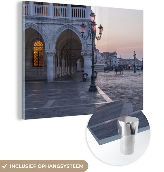 Glasschilderij - Venetië - Italië - Plein - 120x90 cm - Plexiglas Schilderijen