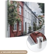 MuchoWow® Glasschilderij 40x30 cm - Schilderij acrylglas - Straat - Kopenhagen - Stad - Foto op glas - Schilderijen