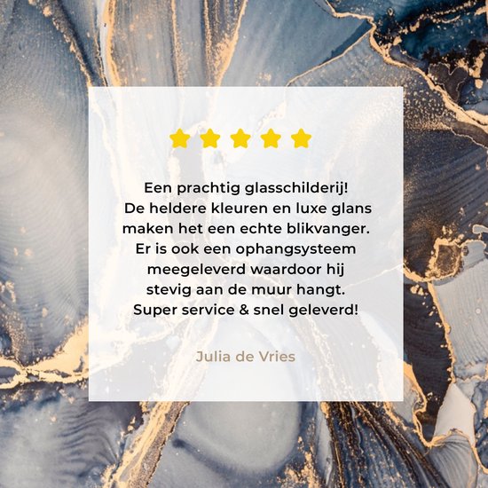 MuchoWow® Peinture sur Verre - Marbre - Grijs - Blauw - Luxe - Or - 90x90 cm - Peintures sur Verre Acrylique - Photo sur Glas