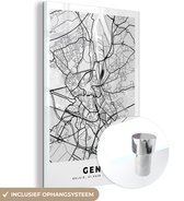 MuchoWow® Peinture sur verre - Carte - Gand - Zwart Wit - Plan de la ville - Carte - 80x120 cm - Peintures sur verre acrylique - Photo sur Glas