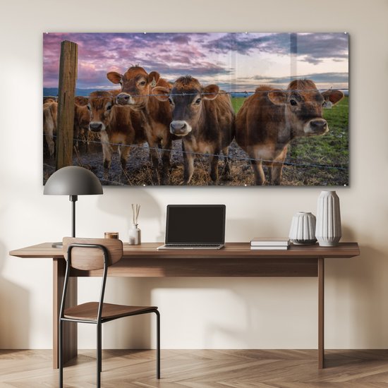 MuchoWow® Peinture sur Verre - Vache - Animaux - Vaches - 160x80 cm - Peintures sur Verre Acrylique - Photo sur Glas