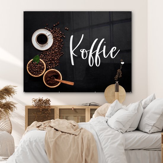 MuchoWow® Peinture sur verre 160x120 cm - Peinture sur verre acrylique - Dictons - Café - Citations - Photo sur verre - Peintures