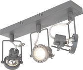 QAZQA suplux - Industriele Plafondspot | Spotje | Opbouwspot - 3 lichts - L 360 mm - Donkergrijs - Industrieel - Woonkamer | Slaapkamer | Keuken